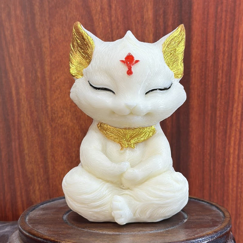 Buddha Stones, Volpe a nove code, Frutta in avorio intagliata, Benedizione, Decorazione per la casa - Volpe dorata di frutta avorio 11*6*6cm - image 0