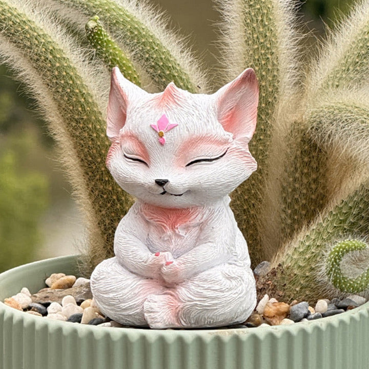 Buddha Stones, piccola volpe a nove code seduta, protezione in resina, decorazione per la casa