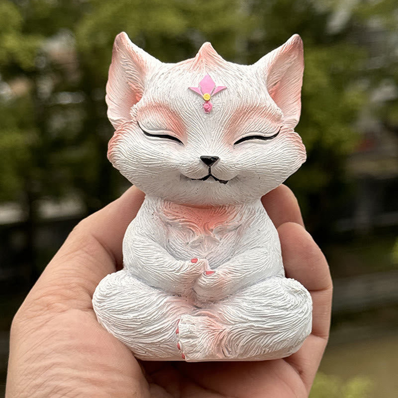 Buddha Stones, piccola volpe a nove code seduta, protezione in resina, decorazione per la casa