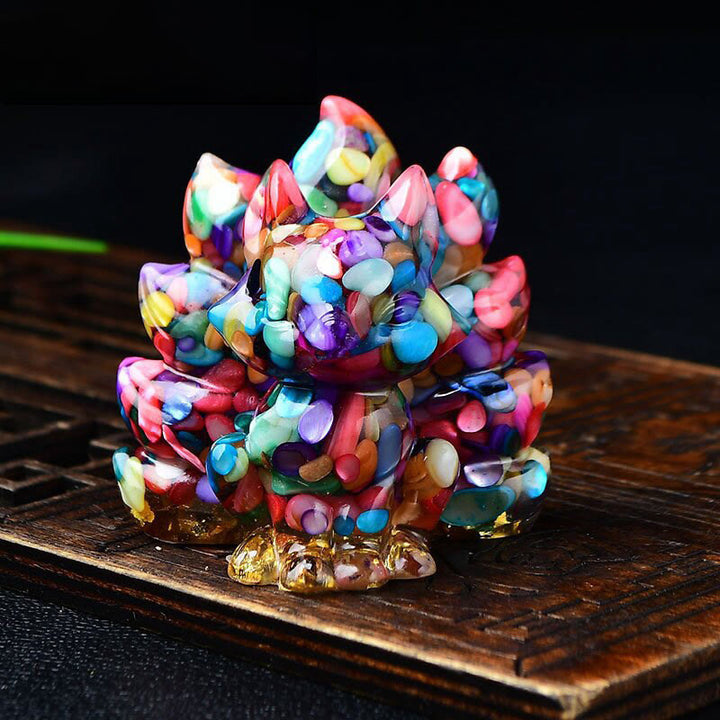 Buddha Stones naturali, vari cristalli, quarzo fragola, ametista, volpe a nove code, protezione, decorazione per la casa