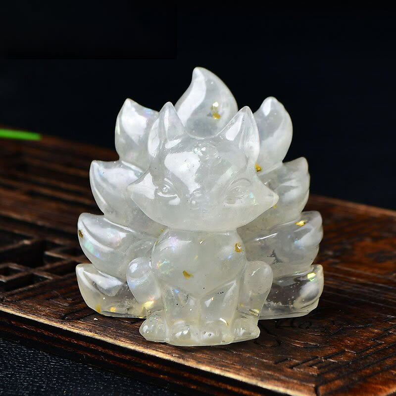 Buddha Stones naturali, vari cristalli, quarzo fragola, ametista, volpe a nove code, protezione, decorazione per la casa - Pietra di luna 5,5*4,5*5,5 cm - image 17