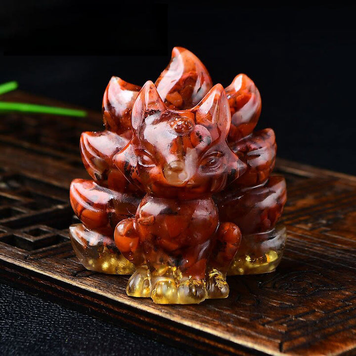 Buddha Stones naturali, vari cristalli, quarzo fragola, ametista, volpe a nove code, protezione, decorazione per la casa - Agata rossa 5,5*4,5*5,5 cm - image 11