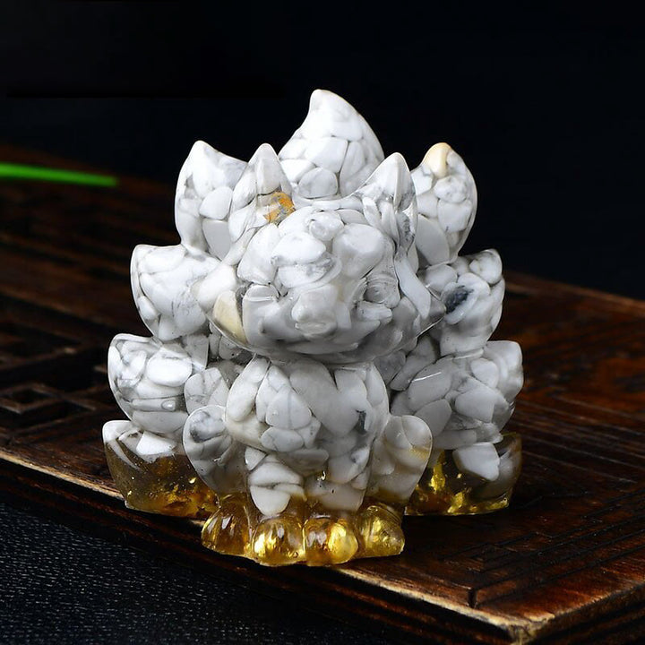 Buddha Stones naturali, vari cristalli, quarzo fragola, ametista, volpe a nove code, protezione, decorazione per la casa - Turchese bianco 5,5*4,5*5,5 cm - image 15