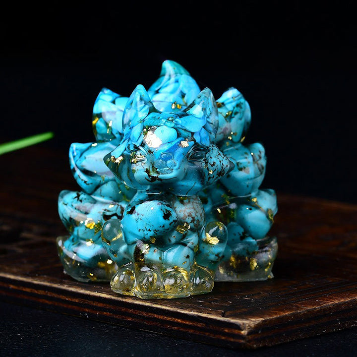 Buddha Stones naturali, vari cristalli, quarzo fragola, ametista, volpe a nove code, protezione, decorazione per la casa - Turchese 5,5*4,5*5,5 cm - image 32