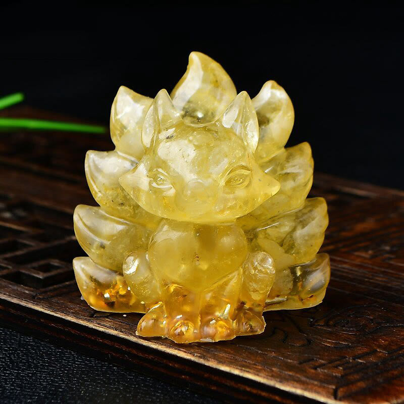 Buddha Stones naturali, vari cristalli, quarzo fragola, ametista, volpe a nove code, protezione, decorazione per la casa - Citrino 5,5*4,5*5,5 cm - image 25