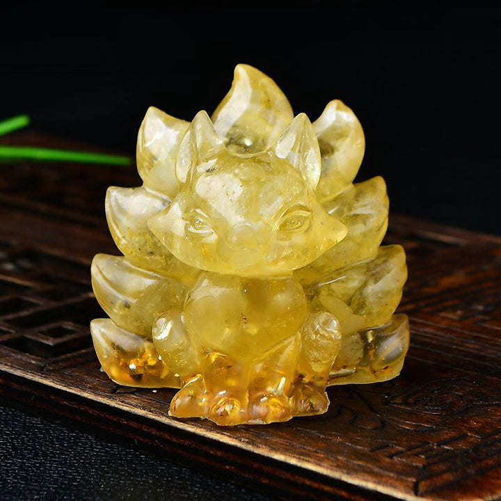 Buddha Stones naturali, vari cristalli, quarzo fragola, ametista, volpe a nove code, protezione, decorazione per la casa - Citrino 5,5*4,5*5,5 cm - image 25