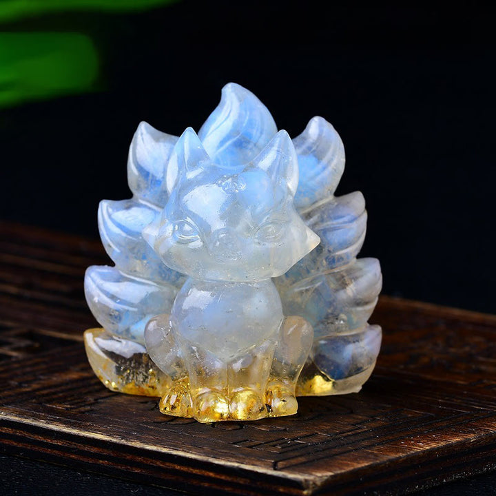 Buddha Stones naturali, vari cristalli, quarzo fragola, ametista, volpe a nove code, protezione, decorazione per la casa - Opale 5,5*4,5*5,5 cm - image 36