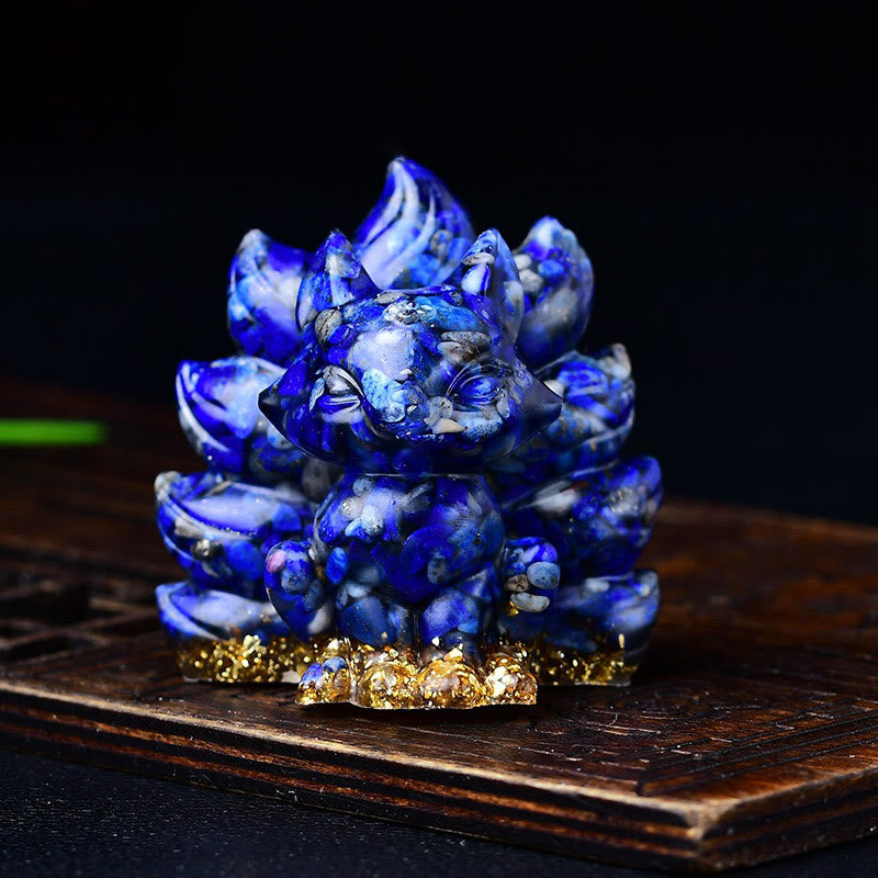 Buddha Stones naturali, vari cristalli, quarzo fragola, ametista, volpe a nove code, protezione, decorazione per la casa - Lazurite 5,5*4,5*5,5 cm - image 34