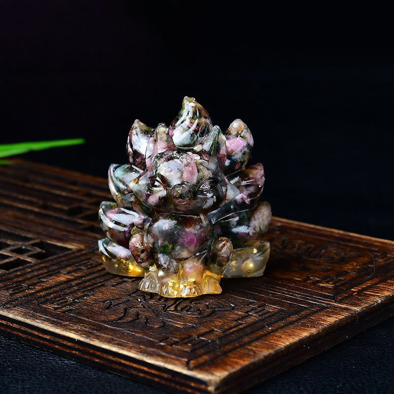 Buddha Stones naturali, vari cristalli, quarzo fragola, ametista, volpe a nove code, protezione, decorazione per la casa - Tormalina 5,5*4,5*5,5 cm - image 47