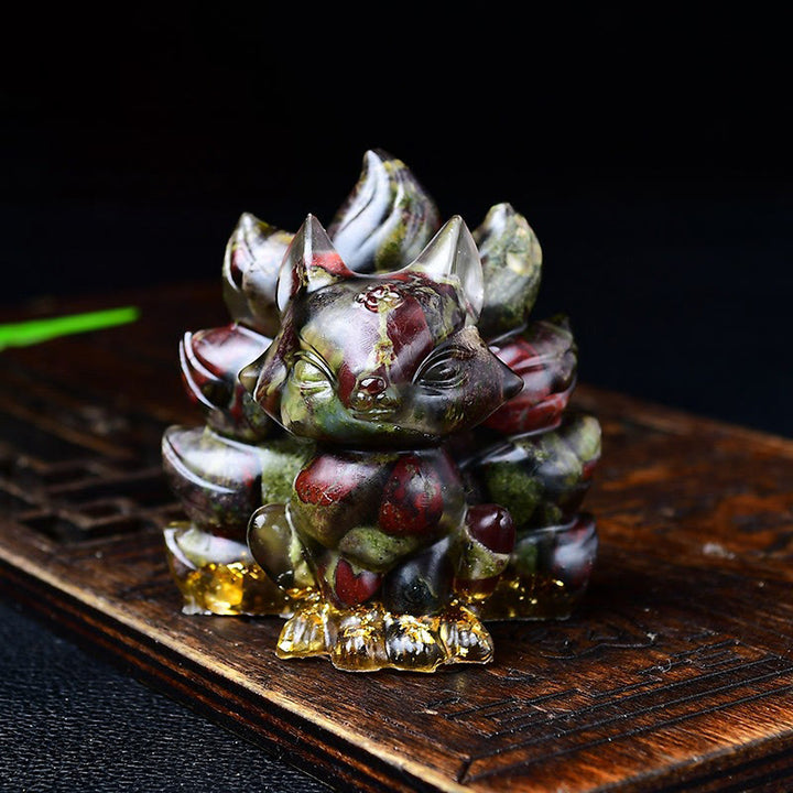 Buddha Stones naturali, vari cristalli, quarzo fragola, ametista, volpe a nove code, protezione, decorazione per la casa