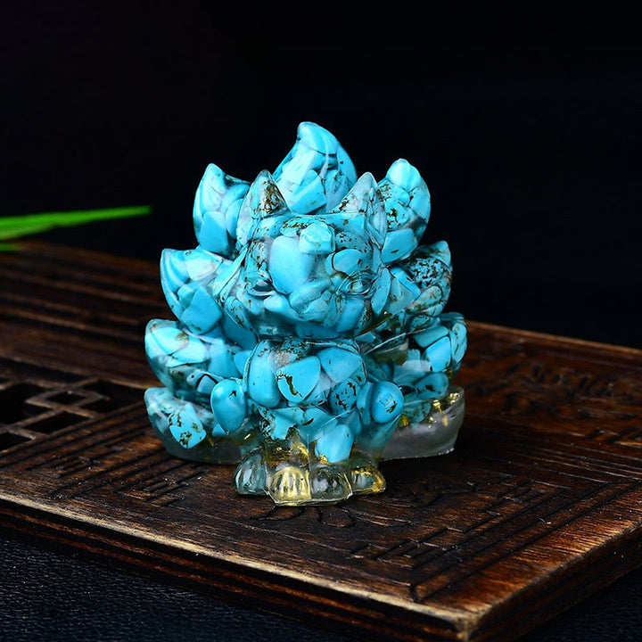 Buddha Stones naturali, vari cristalli, quarzo fragola, ametista, volpe a nove code, protezione, decorazione per la casa