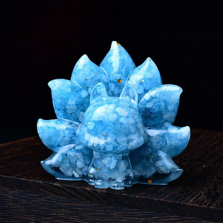 Buddha Stones Piccole Varie Pietre Cristallo Rosa Citrino Ametista Volpe a Nove Code Calore Decorazione per la Casa - Acquamarina 8,8*6,9*8 cm - image 9