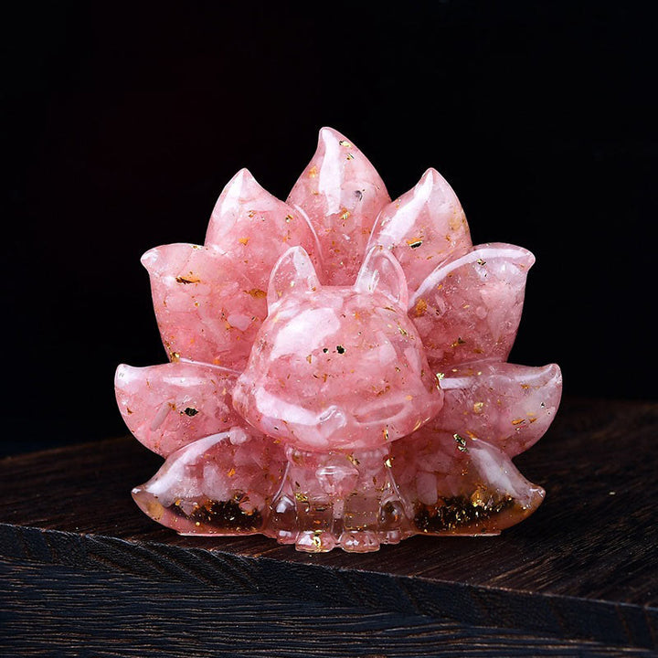 Buddha Stones Piccole Varie Pietre Cristallo Rosa Citrino Ametista Volpe a Nove Code Calore Decorazione per la Casa - Cristallo rosa 8,8*6,9*8 cm - image 0