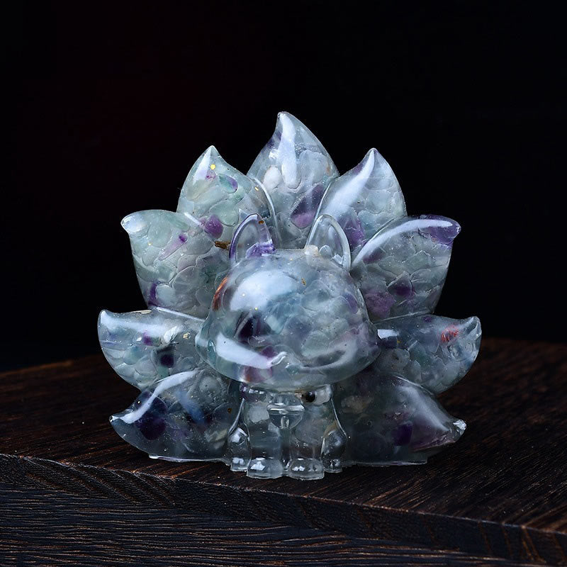 Buddha Stones Piccole Varie Pietre Cristallo Rosa Citrino Ametista Volpe a Nove Code Calore Decorazione per la Casa - Fluorite 8,8*6,9*8 cm - image 14