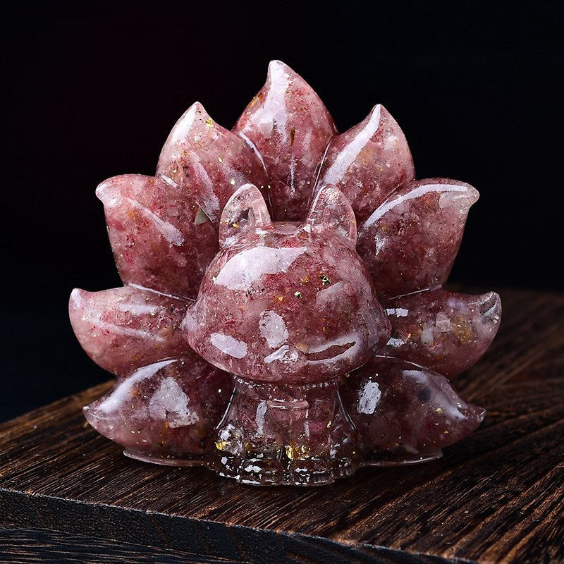 Buddha Stones Piccole Varie Pietre Cristallo Rosa Citrino Ametista Volpe a Nove Code Calore Decorazione per la Casa - Quarzo Fragola 8,8*6,9*8 cm - image 22