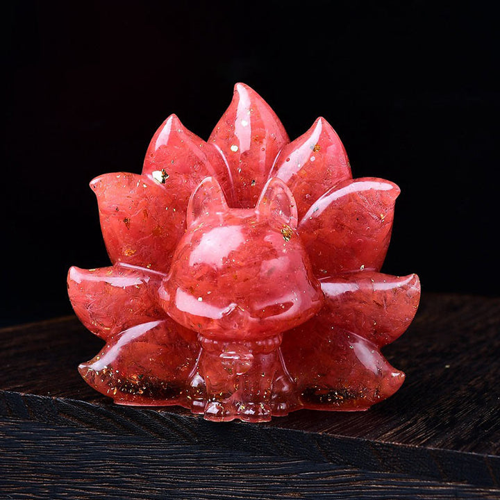 Buddha Stones Piccole Varie Pietre Cristallo Rosa Citrino Ametista Volpe a Nove Code Calore Decorazione per la Casa - Pietra rossa 8,8*6,9*8 cm - image 17
