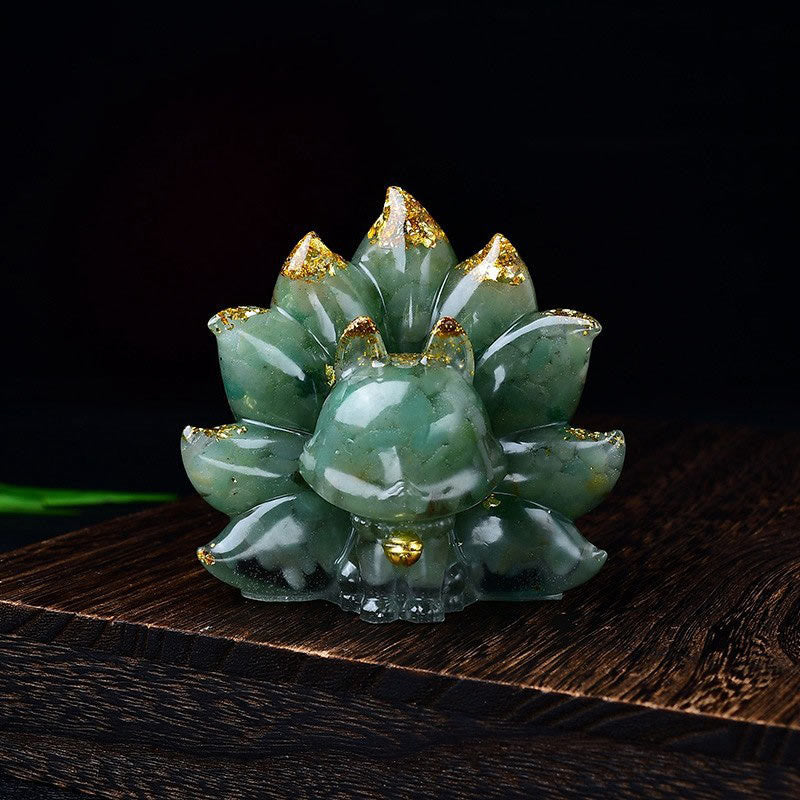 Buddha Stones Piccole Varie Pietre Cristallo Rosa Citrino Ametista Volpe a Nove Code Calore Decorazione per la Casa - Avventurina verde 8,8*6,9*8 cm - image 24