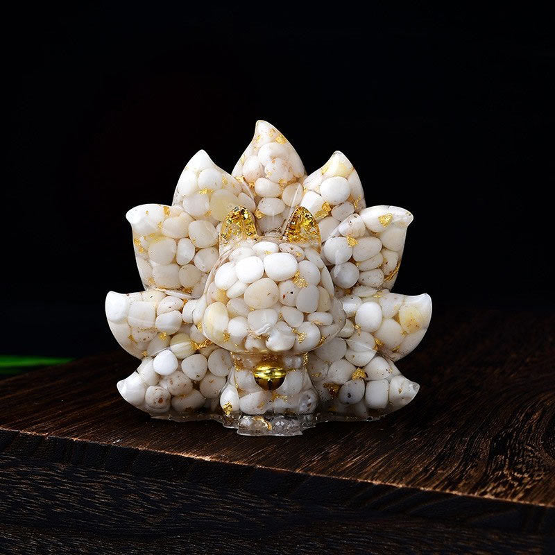 Buddha Stones Piccole Varie Pietre Cristallo Rosa Citrino Ametista Volpe a Nove Code Calore Decorazione per la Casa - Conchiglia bianca 8,8*6,9*8 cm - image 26