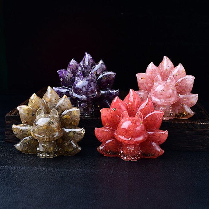 Buddha Stones Piccole Varie Pietre Cristallo Rosa Citrino Ametista Volpe a Nove Code Calore Decorazione per la Casa