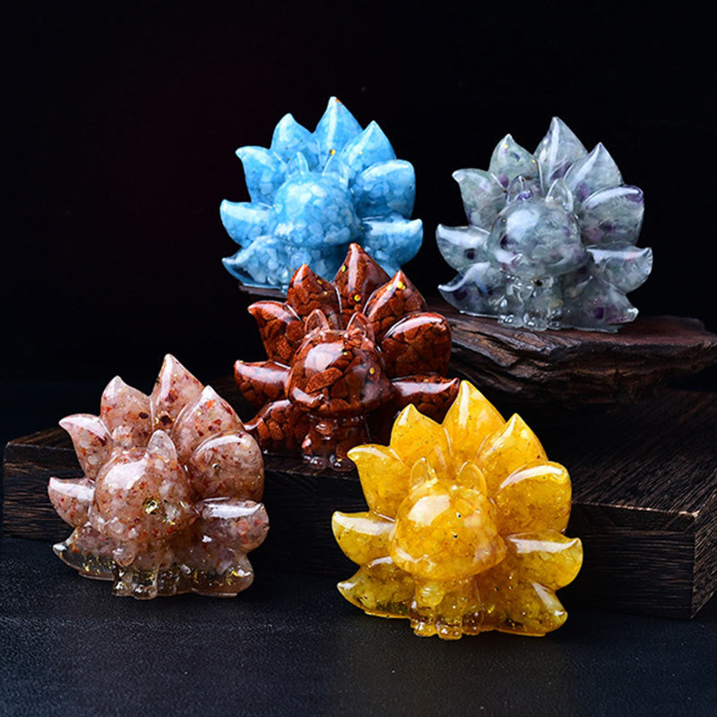 Buddha Stones Piccole Varie Pietre Cristallo Rosa Citrino Ametista Volpe a Nove Code Calore Decorazione per la Casa