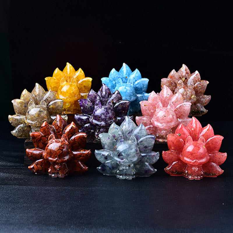 Buddha Stones Piccole Varie Pietre Cristallo Rosa Citrino Ametista Volpe a Nove Code Calore Decorazione per la Casa - image 1