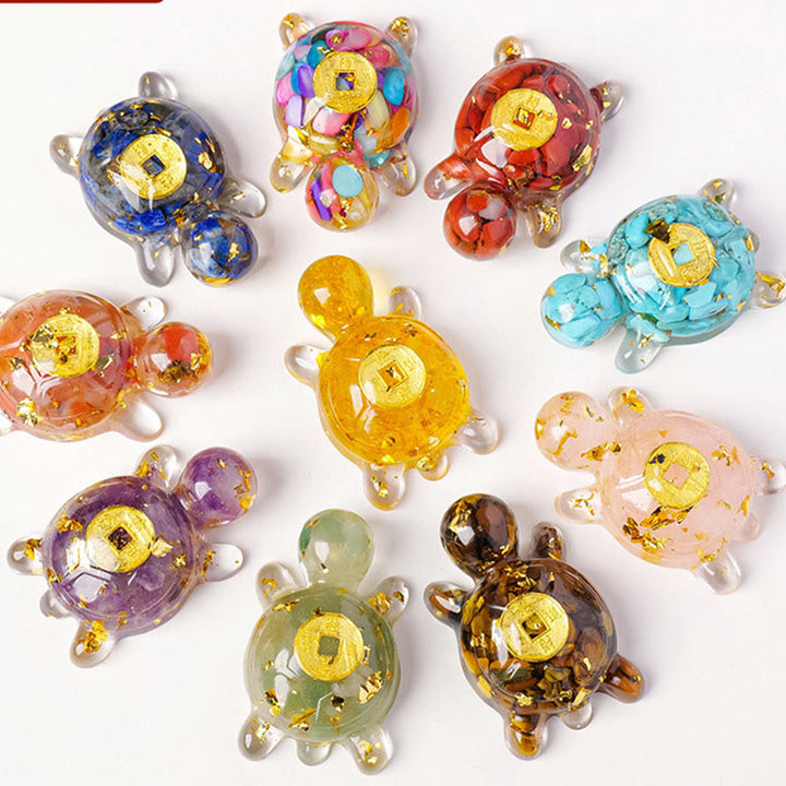 Buddha Stones, piccole, varie, cristalli, avventurina verde, ametista, tartaruga, monete di rame, portafortuna, decorazione per la casa