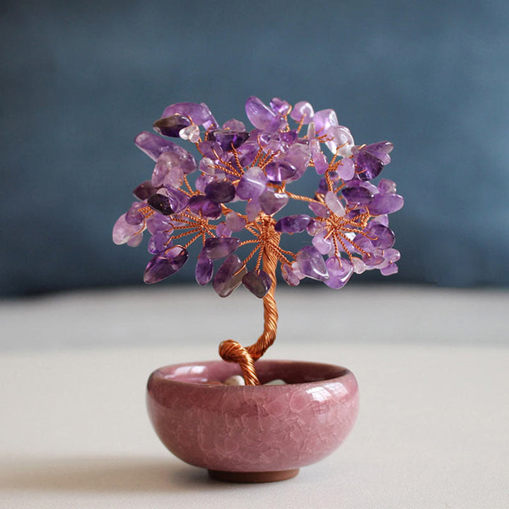 Buddha Stones, vari cristalli, citrino, ametista, avventurina verde, albero della prosperità, decorazione per la casa