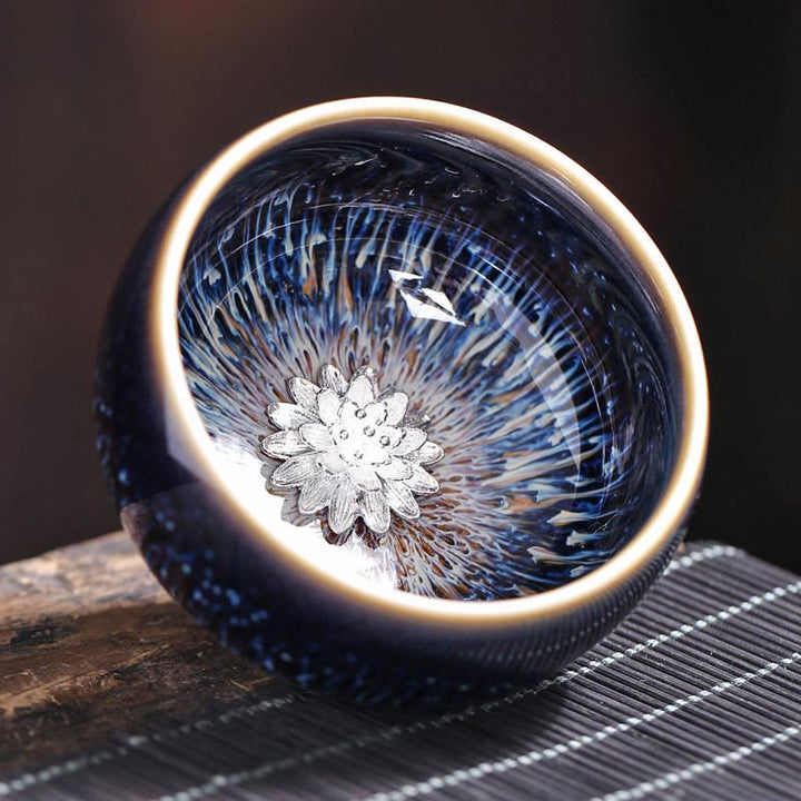 Tazza da tè in ceramica Buddha Stones 12 segni dello zodiaco cinese, realizzata a mano in Cina, motivo: Jianzhan, pesce koi, loto, drago, fenice, tazza da tè Kung Fu, 70 ml