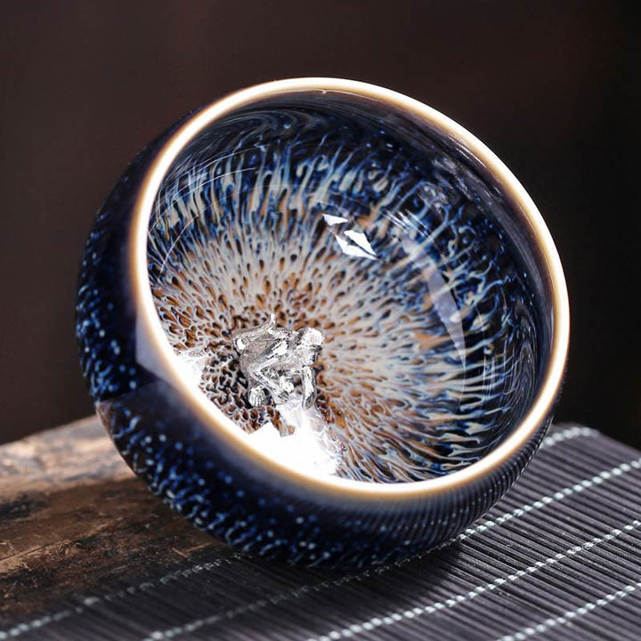 Tazza da tè in ceramica Buddha Stones 12 segni dello zodiaco cinese, realizzata a mano in Cina, motivo: Jianzhan, pesce koi, loto, drago, fenice, tazza da tè Kung Fu, 70 ml