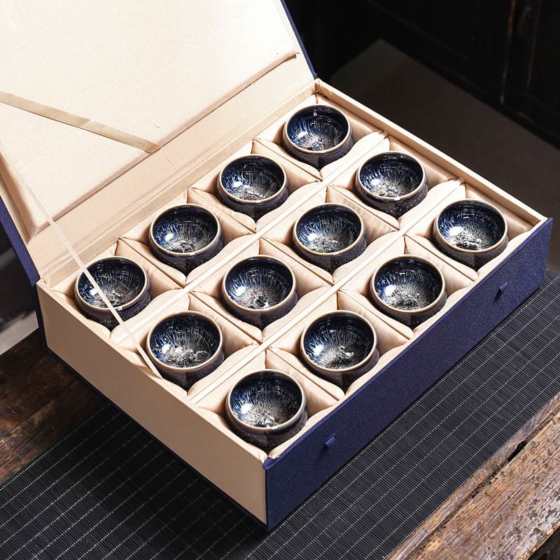 Tazza da tè in ceramica Buddha Stones 12 segni dello zodiaco cinese, realizzata a mano in Cina, motivo: Jianzhan, pesce koi, loto, drago, fenice, tazza da tè Kung Fu, 70 ml