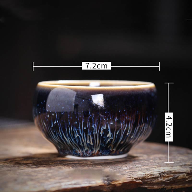Tazza da tè in ceramica Buddha Stones 12 segni dello zodiaco cinese, realizzata a mano in Cina, motivo: Jianzhan, pesce koi, loto, drago, fenice, tazza da tè Kung Fu, 70 ml