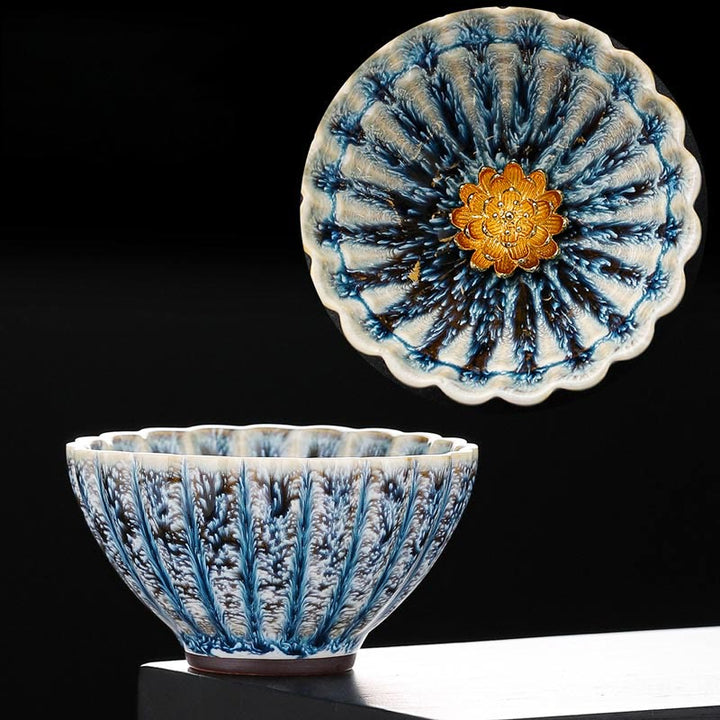 Tazza da tè in ceramica di loto Jianzhan cinese fatta a mano, piccola, motivo Buddha Stones, tazza da tè Kung Fu da 80 ml