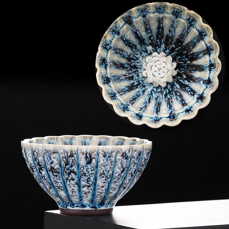 Tazza da tè in ceramica di loto Jianzhan cinese fatta a mano, piccola, motivo Buddha Stones, tazza da tè Kung Fu da 80 ml