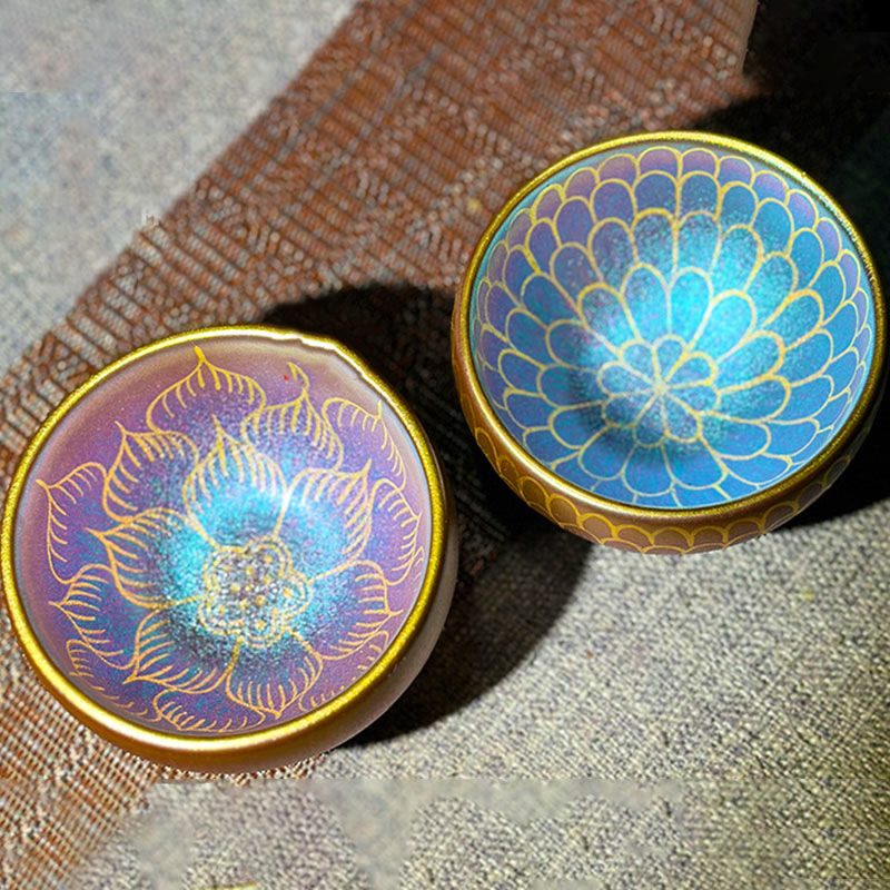 Tazza da tè in ceramica con motivo a fiore di loto Jianzhan cinese fatto a mano, motivo Buddha Stones, tazza da tè Kung Fu da 150 ml