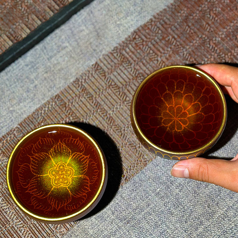Tazza da tè in ceramica con motivo a fiore di loto Jianzhan cinese fatto a mano, motivo Buddha Stones, tazza da tè Kung Fu da 150 ml