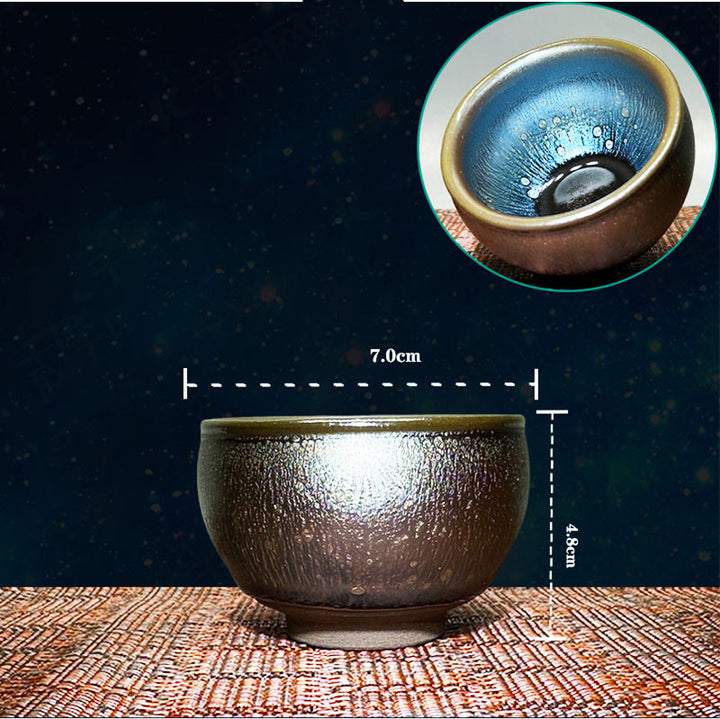 Tazza da tè in ceramica con motivo a gocce di olio Jianzhan cinese fatto a mano con Buddha Stones, tazza da tè Tenmoku Kung Fu da 150 ml