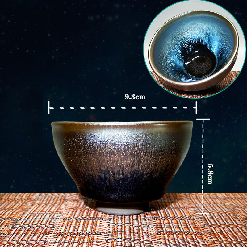 Tazza da tè in ceramica con motivo a gocce di olio Jianzhan cinese fatto a mano con Buddha Stones, tazza da tè Tenmoku Kung Fu da 150 ml