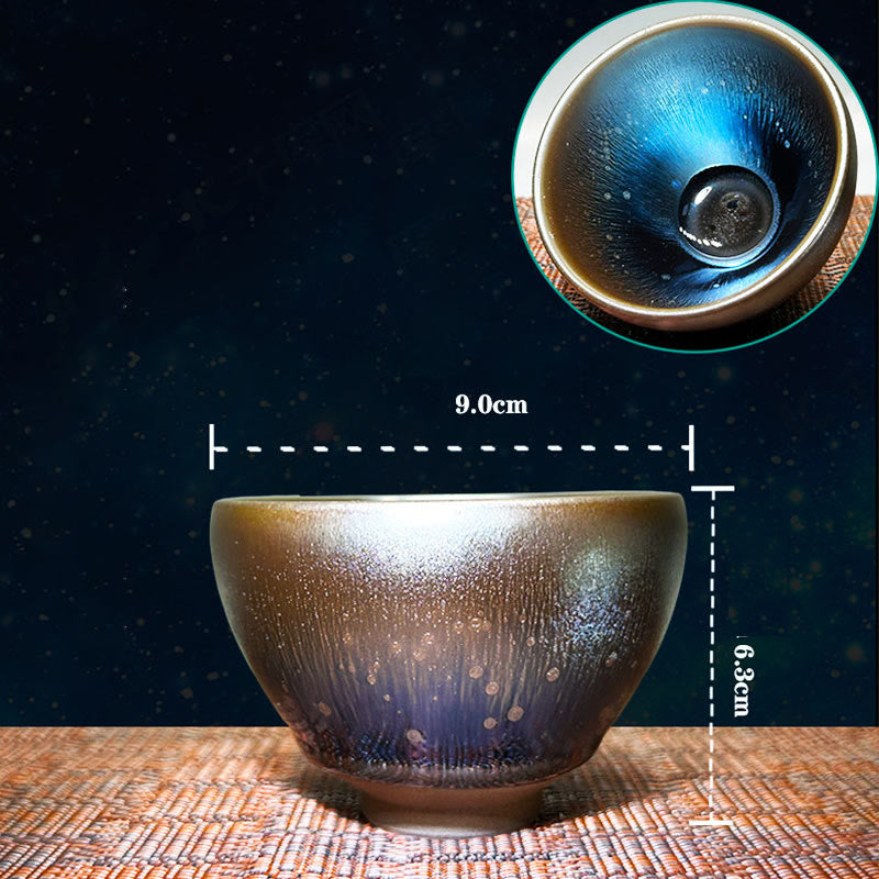 Tazza da tè in ceramica con motivo a gocce di olio Jianzhan cinese fatto a mano con Buddha Stones, tazza da tè Tenmoku Kung Fu da 150 ml