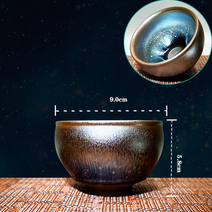 Tazza da tè in ceramica con motivo a gocce di olio Jianzhan cinese fatto a mano con Buddha Stones, tazza da tè Tenmoku Kung Fu da 150 ml