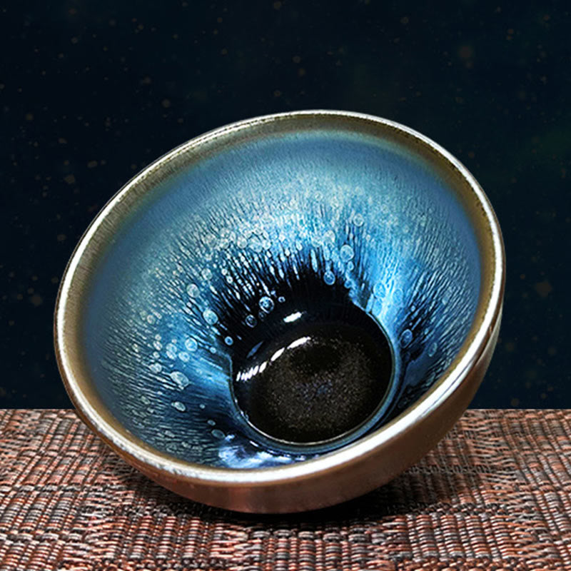 Tazza da tè in ceramica con motivo a gocce di olio Jianzhan cinese fatto a mano con Buddha Stones, tazza da tè Tenmoku Kung Fu da 150 ml