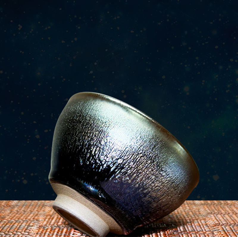 Tazza da tè in ceramica con motivo a gocce di olio Jianzhan cinese fatto a mano con Buddha Stones, tazza da tè Tenmoku Kung Fu da 150 ml