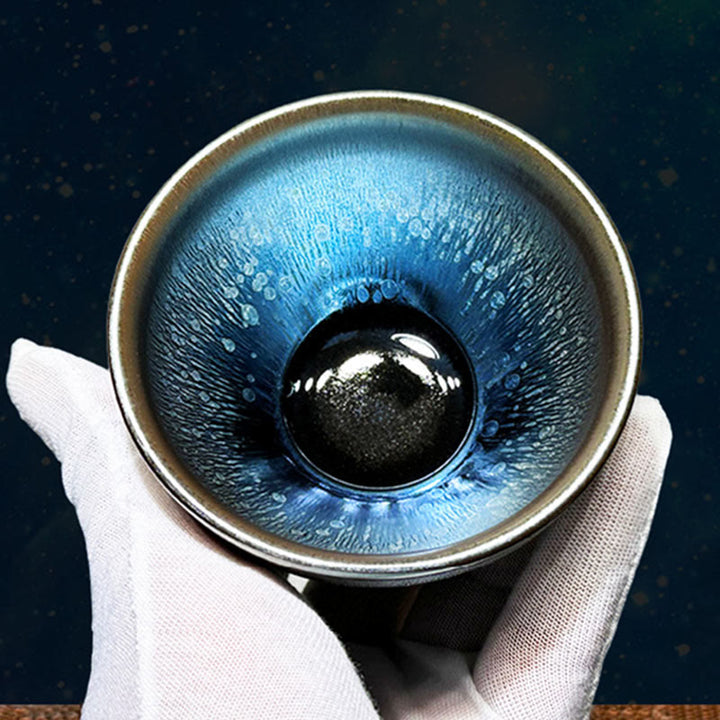 Tazza da tè in ceramica con motivo a gocce di olio Jianzhan cinese fatto a mano con Buddha Stones, tazza da tè Tenmoku Kung Fu da 150 ml