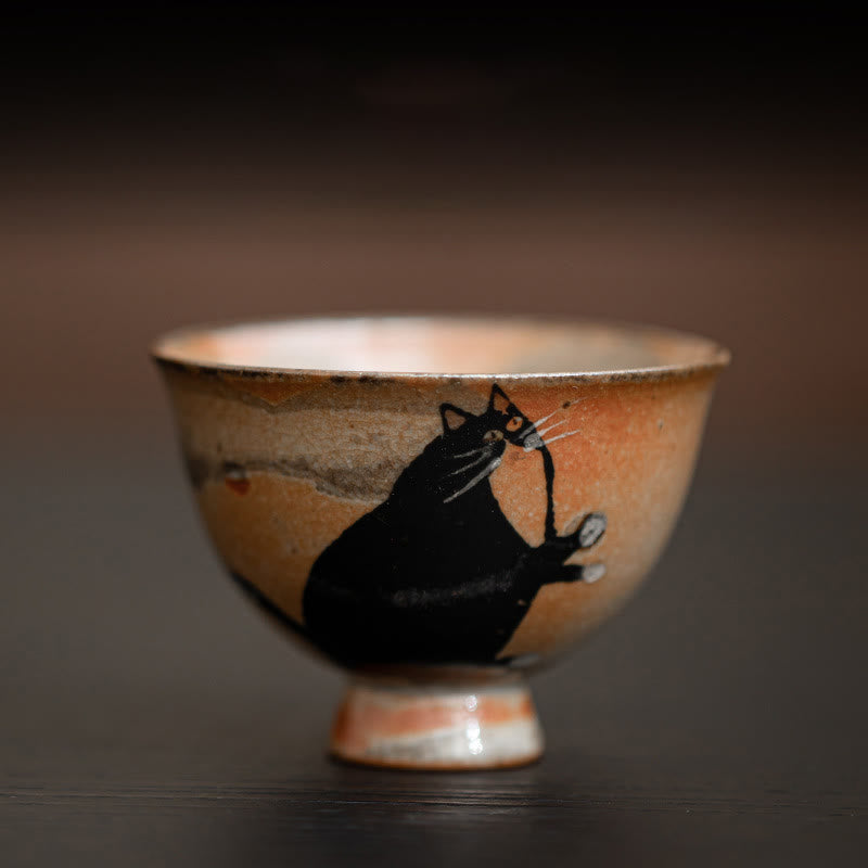 Tazza da tè Kung Fu con gatto carino, piccola, motivo Buddha Stones, 60 ml - Gatto che guarda in alto 6,5 cm * 4,7 cm * 60 ml - image 3