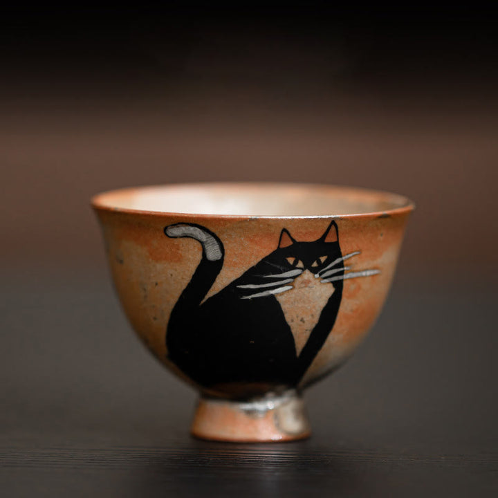 Tazza da tè Kung Fu con gatto carino, piccola, motivo Buddha Stones, 60 ml - Gatto che fissa 6,5 cm*4,7 cm*60 ml - image 10