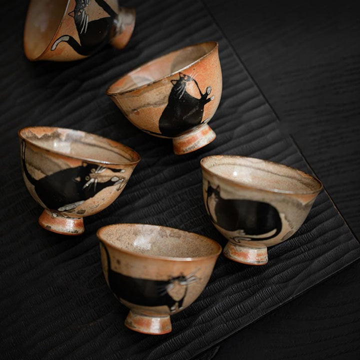 Tazza da tè Kung Fu con gatto carino, piccola, motivo Buddha Stones, 60 ml - image 1