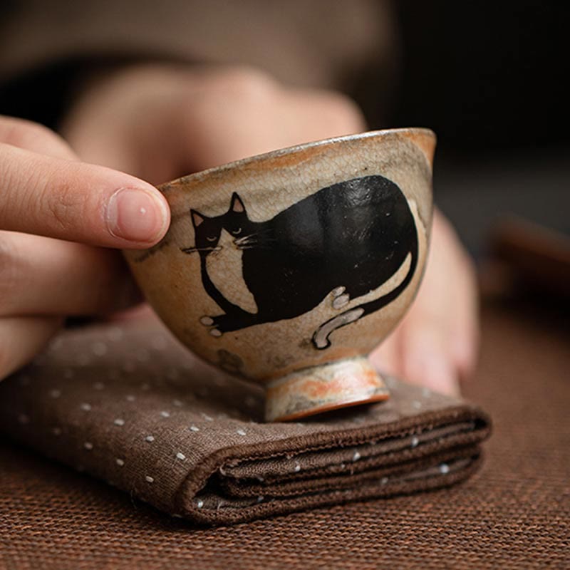 Tazza da tè Kung Fu con gatto carino, piccola, motivo Buddha Stones, 60 ml - image 8