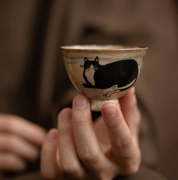 Tazza da tè Kung Fu con gatto carino, piccola, motivo Buddha Stones, 60 ml - image 9