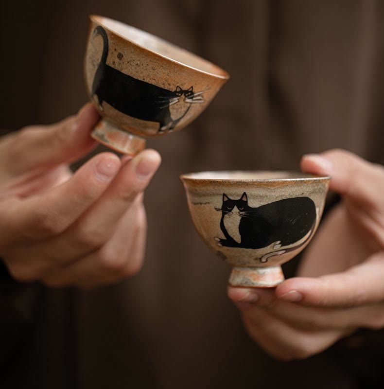 Tazza da tè Kung Fu con gatto carino, piccola, motivo Buddha Stones, 60 ml - image 15