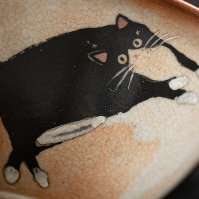 Tazza da tè Gaiwan in ceramica con motivo a gatto, motivo Buddha Stones, con coperchio, 130 ml - image 4