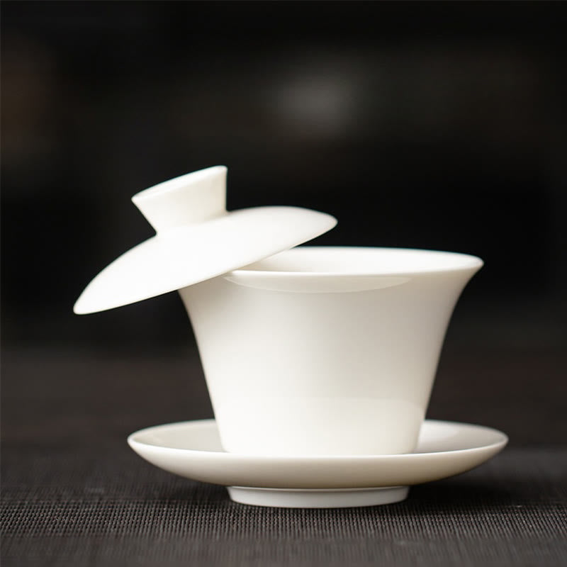Tazza da tè e piattino in ceramica Dunhuang Gaiwan Sancai Kung Fu con coperchio, confezione regalo da 180 ml, Buddha Stones Thangka Dragon Buddha